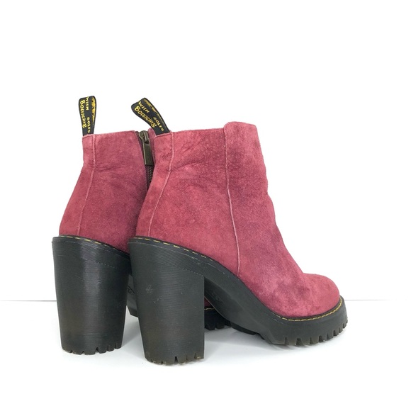 Dr Martens Magdalena Suede Leather Burgundy Ankle Zip Boots Women’s 11 Shoes - Picture 6 of 13